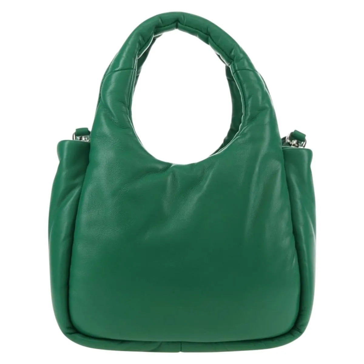 Prada Padded Soft Tote Leather Green Leather Handbag (Pre-Owned)