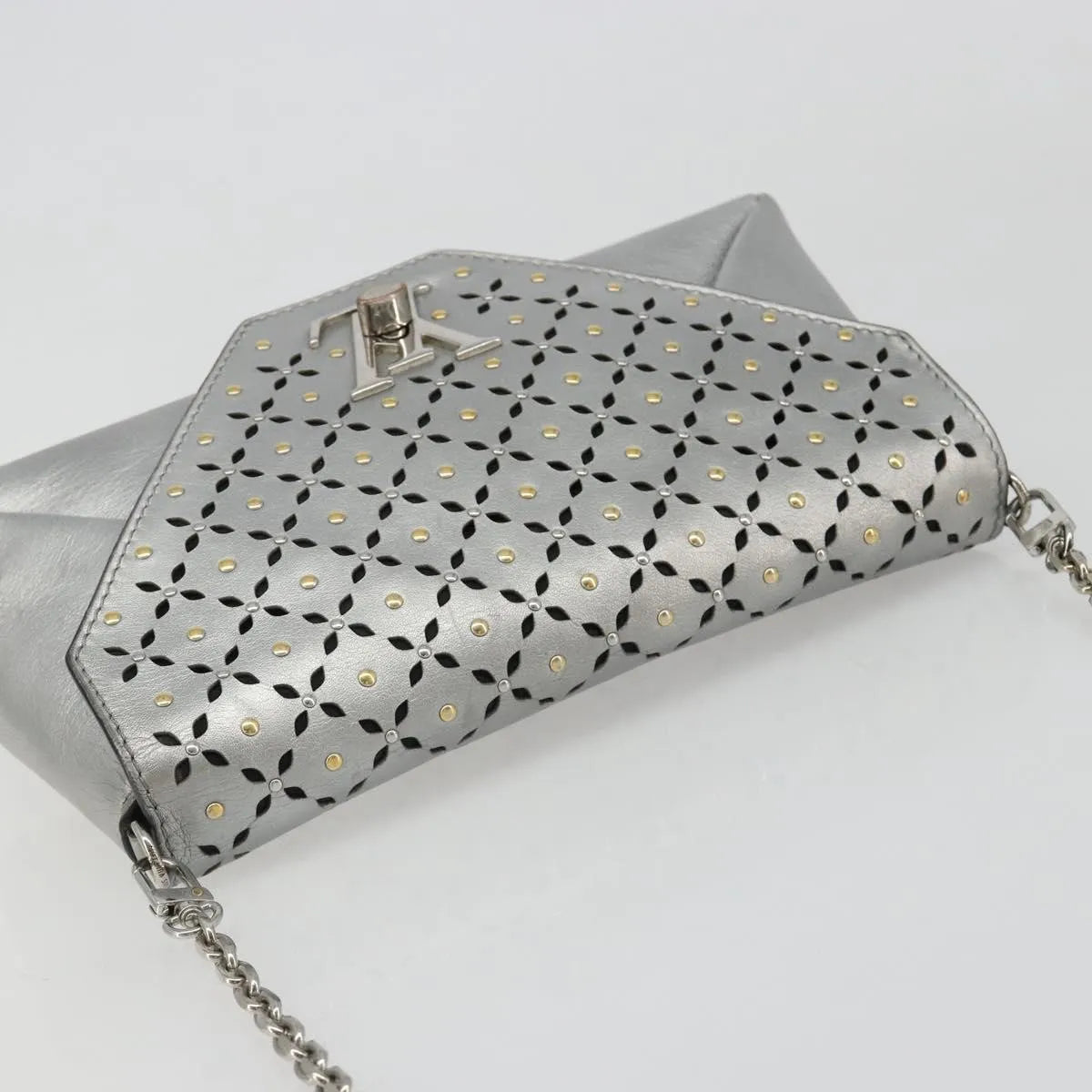 Louis Vuitton Love Note Chain Clutch Leather Silver Leather Shoulder Bag Bag (Pre-Owned)