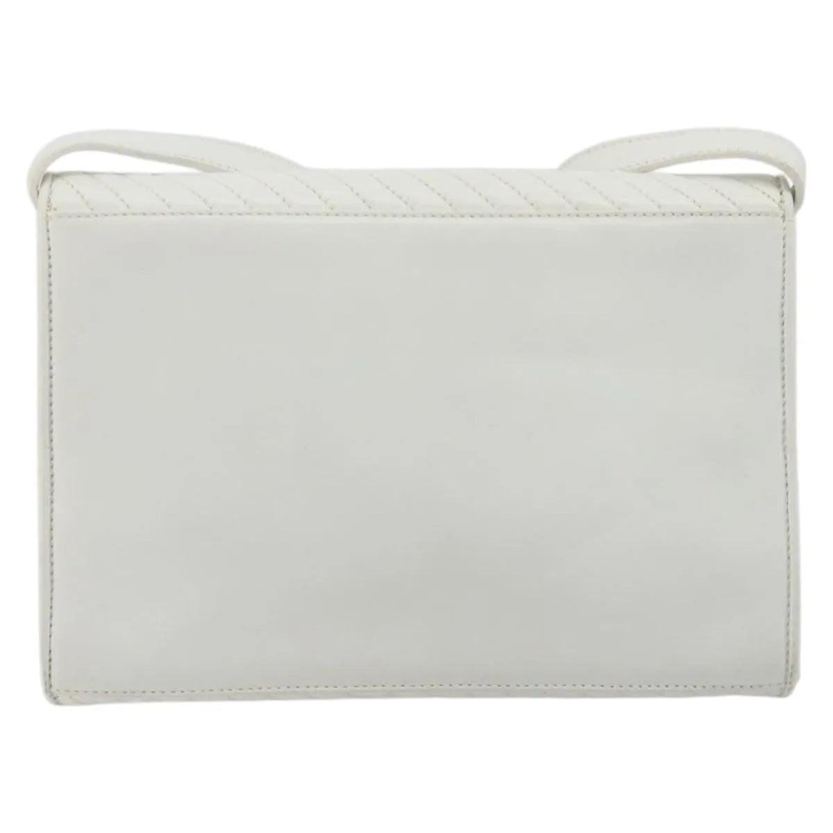 Celine Vintage Flap Quilted Leather White Leather Shoulder Bag Bag (Pre-Owned)