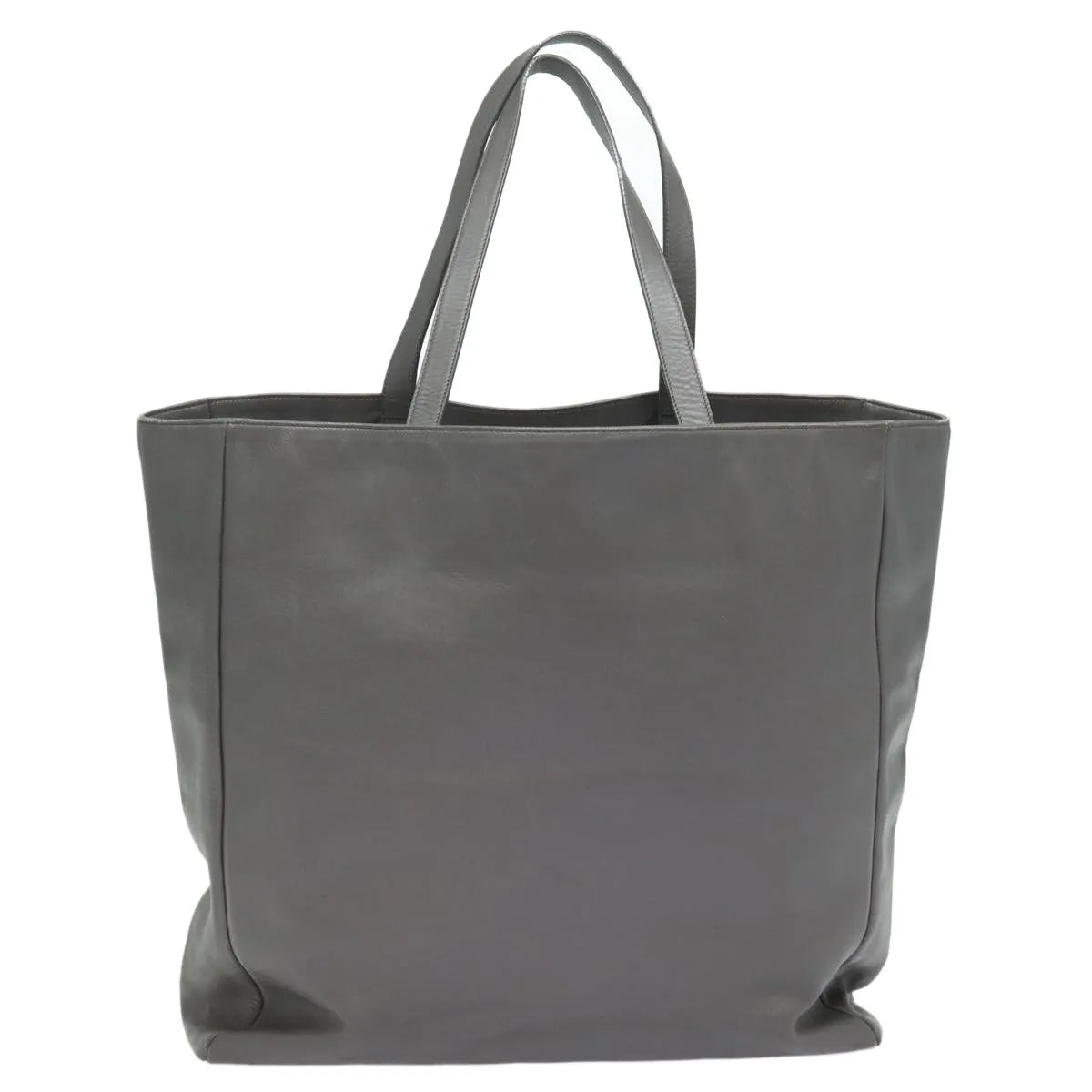 Saint Laurent Reversible North South Shopper Tote Leather Gray Leather Tote Bag Bag (Pre-Owned)