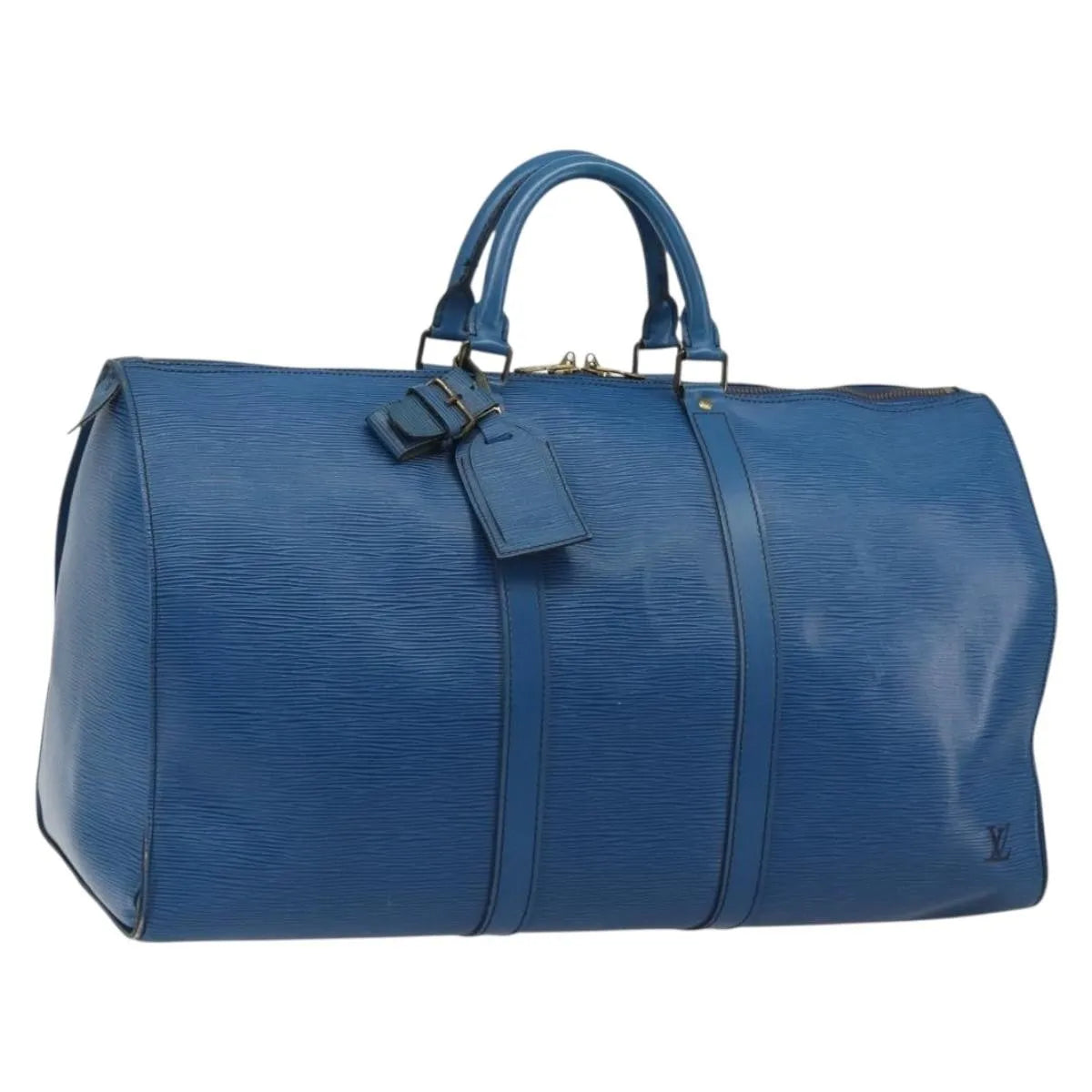 Louis Vuitton Keepall Epi Blue Leather Travel Bag Bag (Pre-Owned)