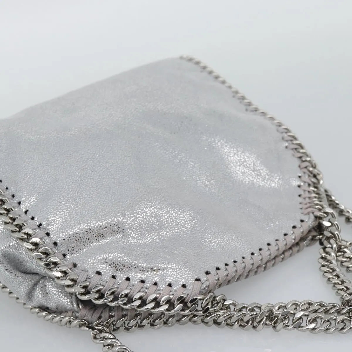 Stella Mccartney Falabella Fold Over Faux Leather Silver Polyester Shoulder Bag Bag (Pre-Owned)