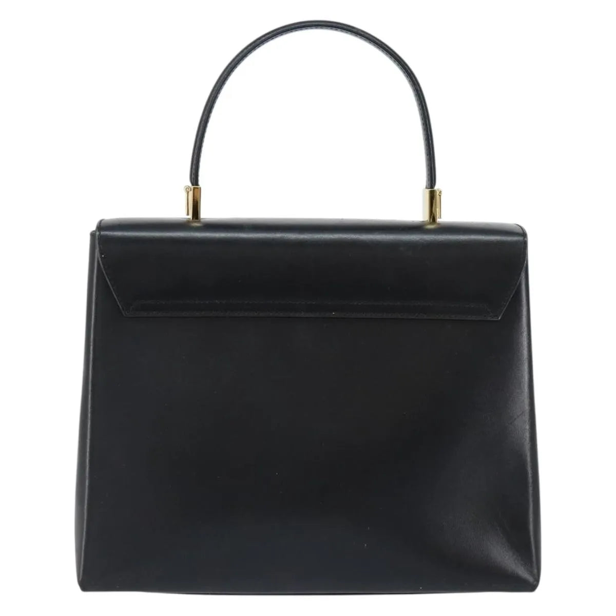 Salvatore Ferragamo Gancini Convertible Top Handle Leather Black Leather Handbag (Pre-Owned)
