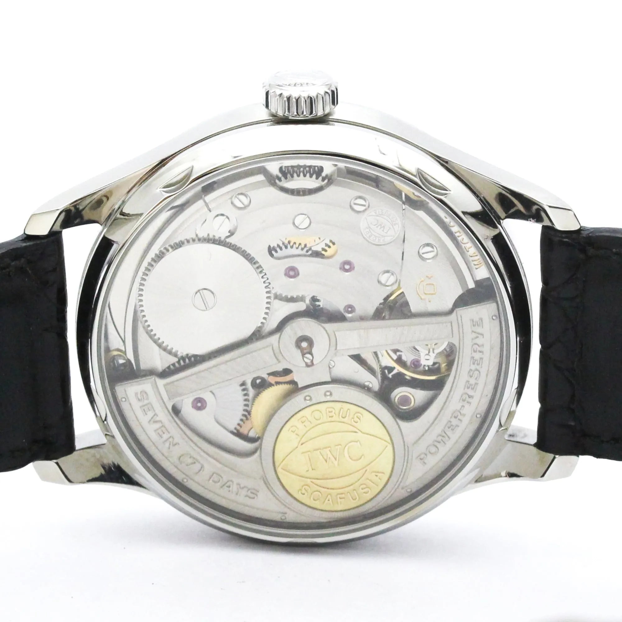 Iwc Schaffhausen Portugieser Chronograph Automatic Stainless Steel And Leather Watch (Pre-Owned)