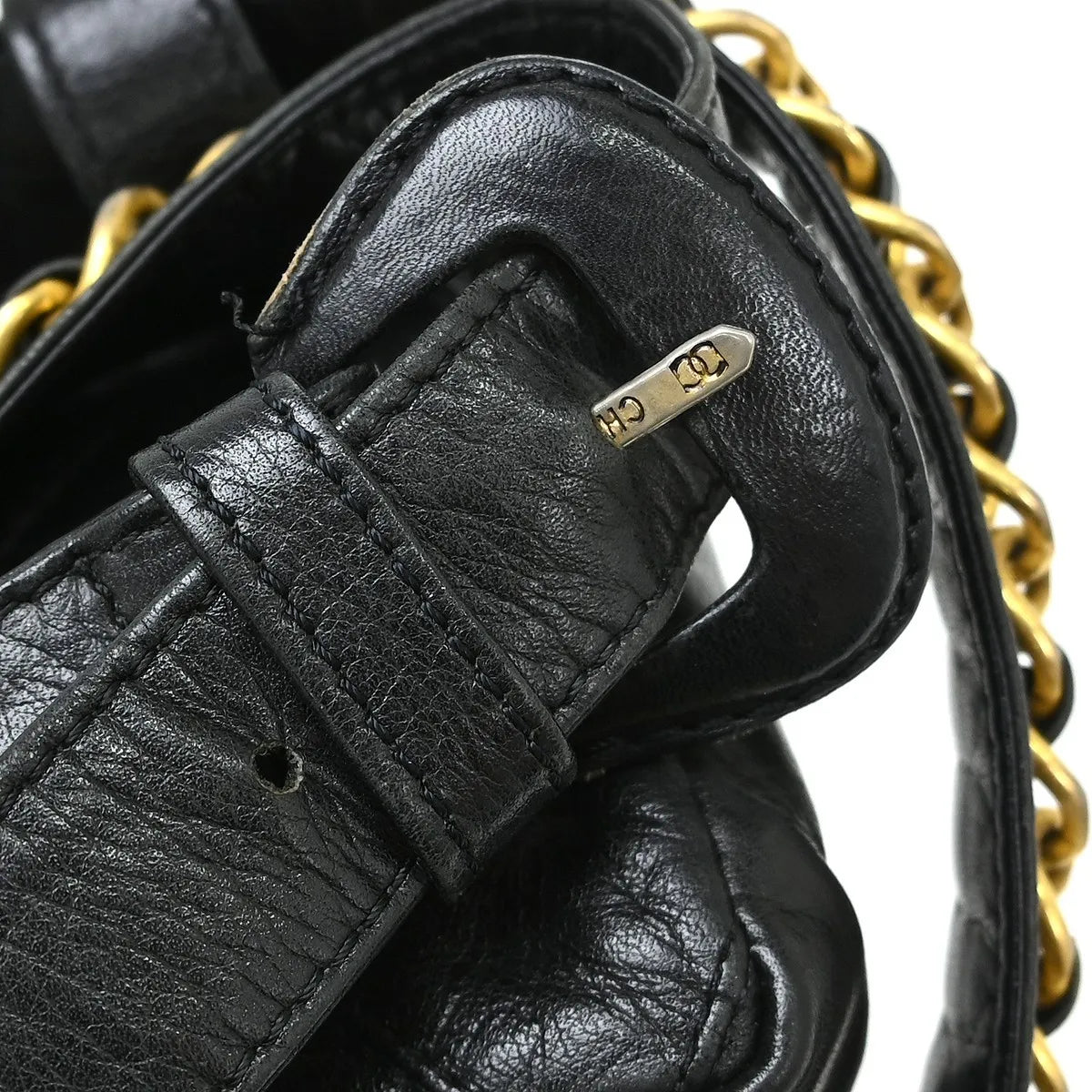 Chanel Vintage Cc Flap Waist Quilted Leather Black Leather Clutche & Pouche Bag (Pre-Owned)