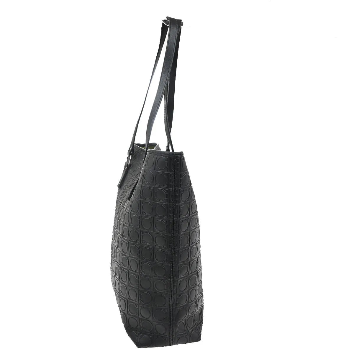 Salvatore Ferragamo Gancini Tote Gancini Canvas Black Canvas Tote Bag Bag (Pre-Owned)