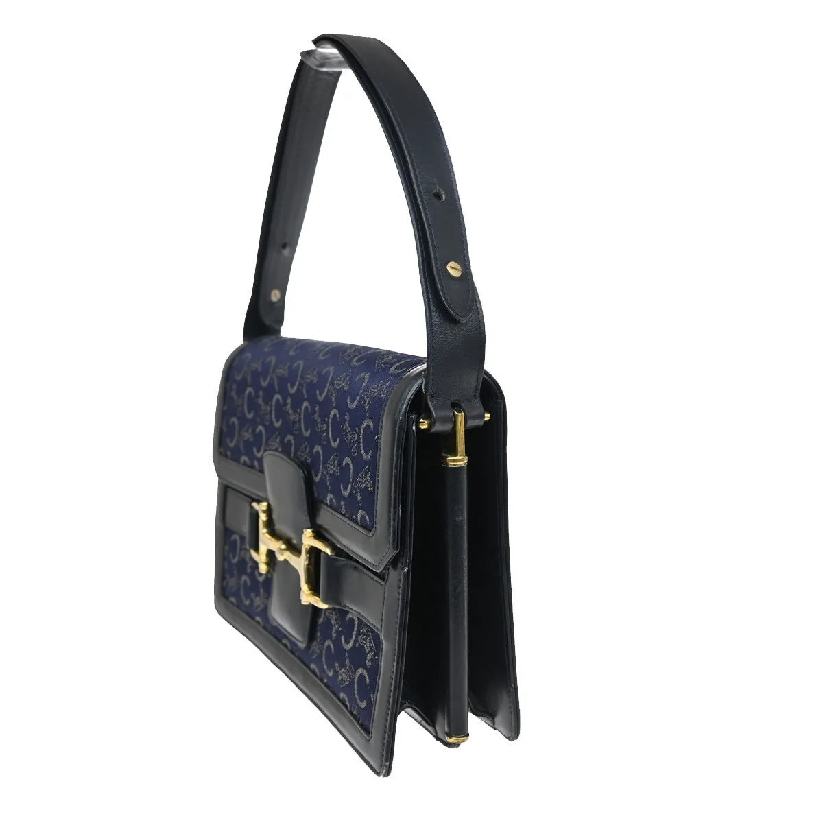 Celine Horse Carriage Canvas And Leather Navy Canvas Shoulder Bag Bag (Pre-Owned)
