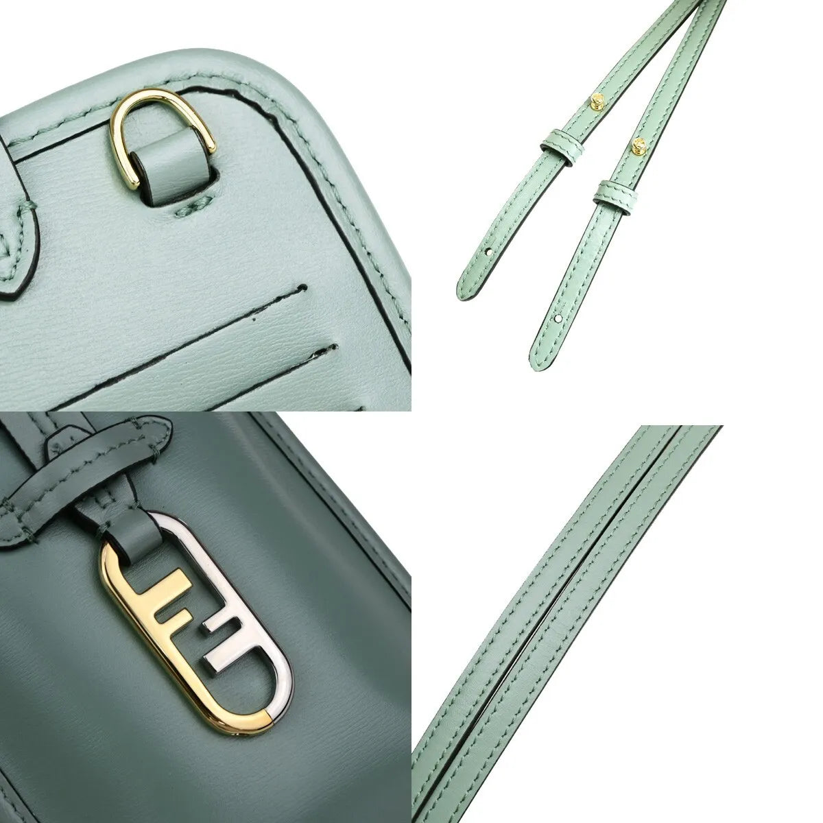 Fendi Smartphone Case Leather Green Leather Bag (Pre-Owned)