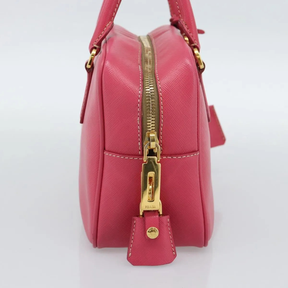Prada Bauletto Saffiano Leather Pink Leather Handbag (Pre-Owned)