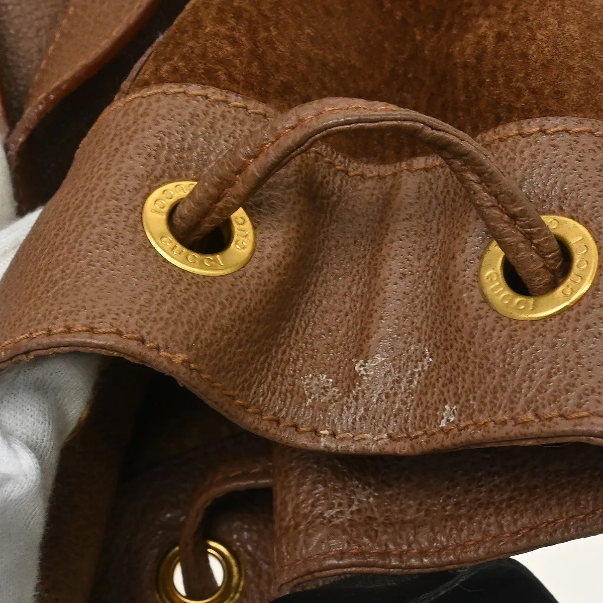 Gucci Vintage Bamboo Suede Brown Suede Backpack Bag (Pre-Owned)