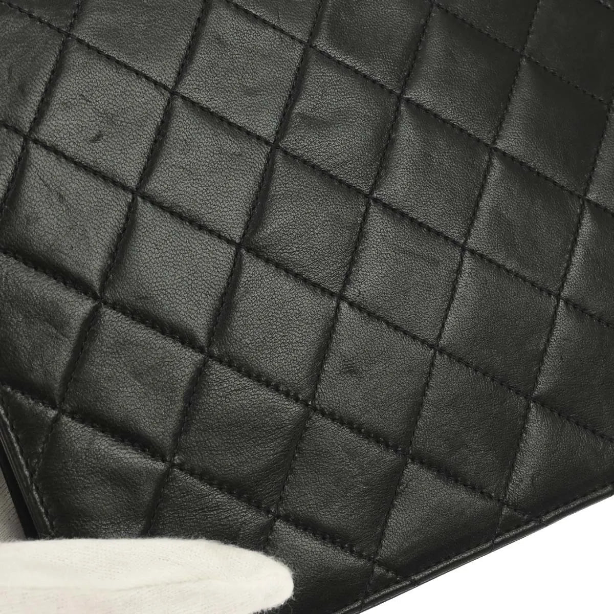 Chanel Vintage Classic Flap Quilted Lambskin Black Leather Shoulder Bag Bag (Pre-Owned)
