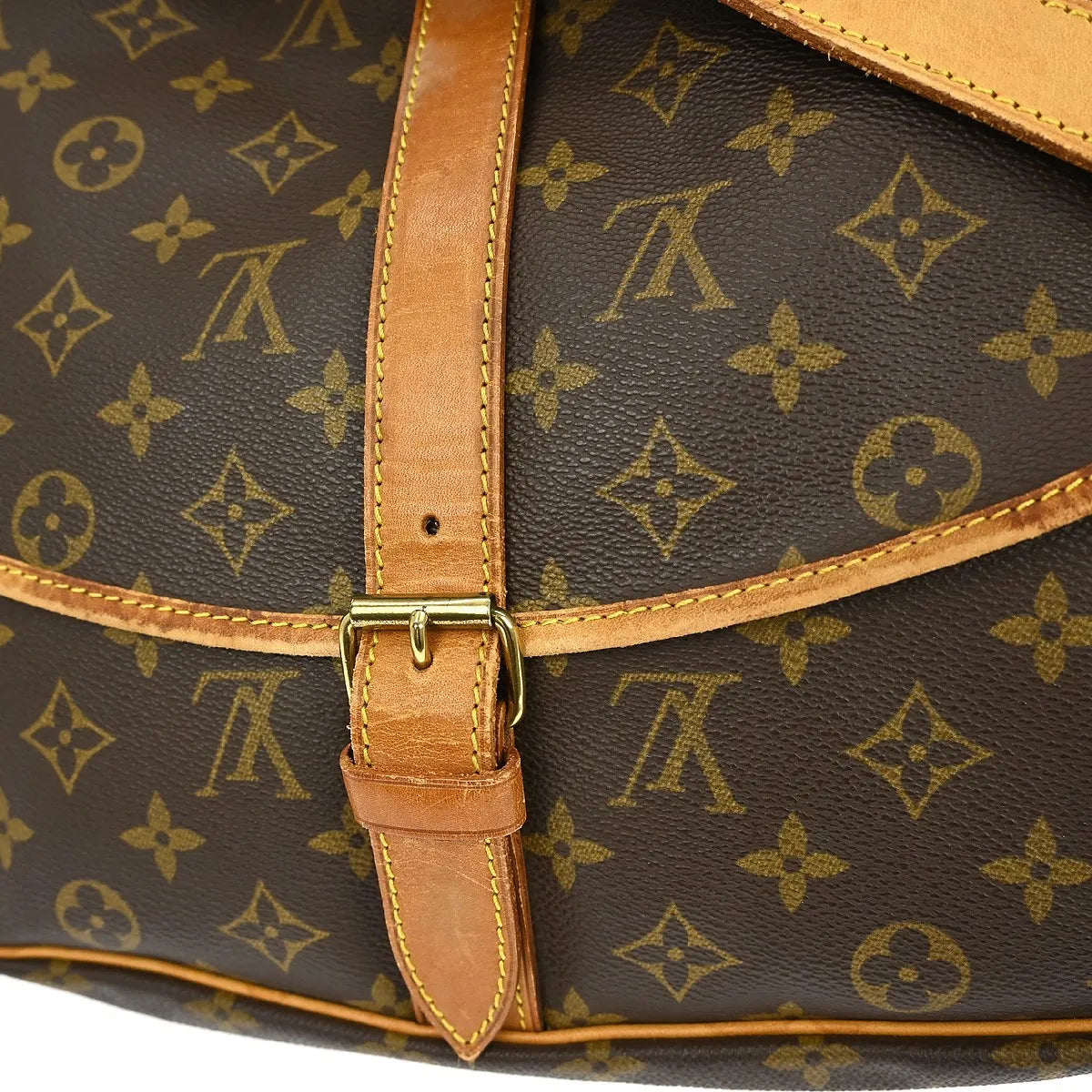 Louis Vuitton Saumur Monogram Brown Canvas Shoulder Bag Bag (Pre-Owned)