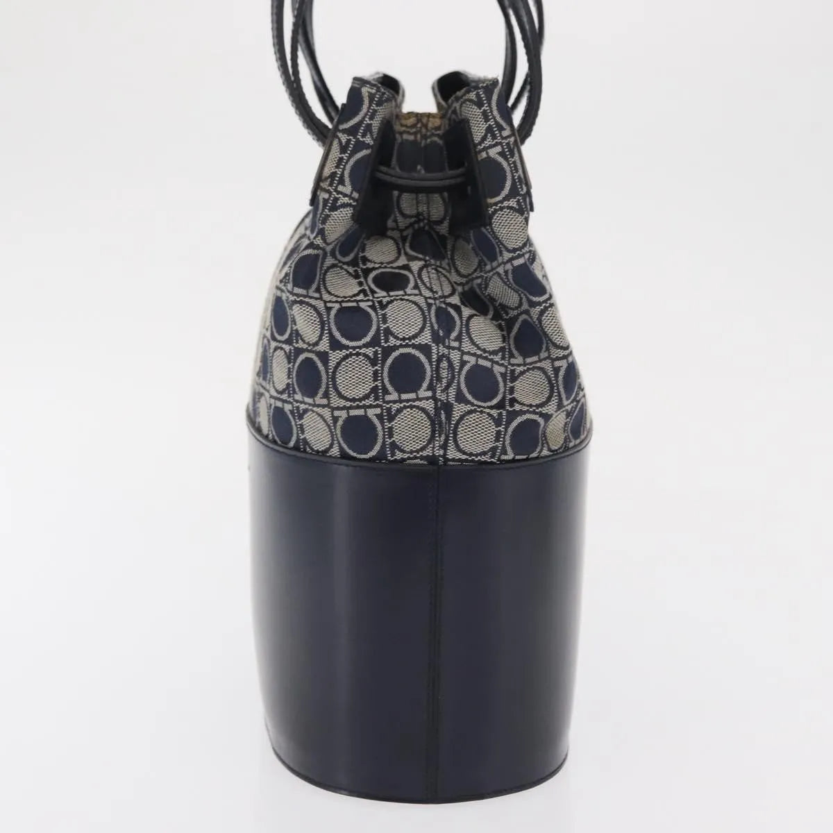 Salvatore Ferragamo Gancini Canvas And Leather Navy Canvas Shoulder Bag Bag (Pre-Owned)