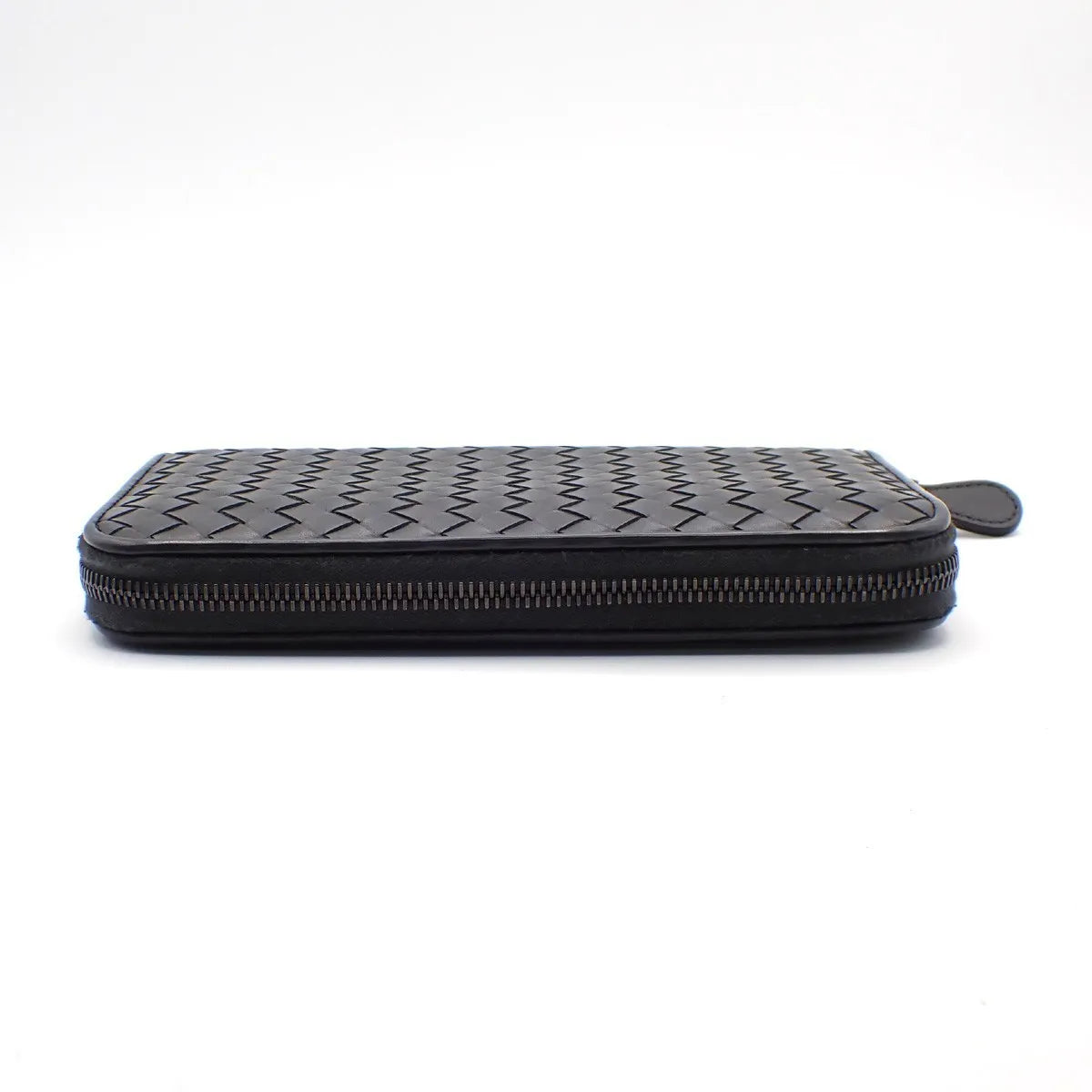 Bottega Veneta Intrecciato Long Zip Leather Black Leather Wallets Accessory (Pre-Owned)