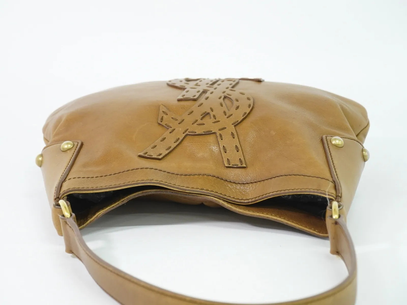 Saint Laurent Mombasa Hobo Leather Brown Leather Shoulder Bag Bag (Pre-Owned)