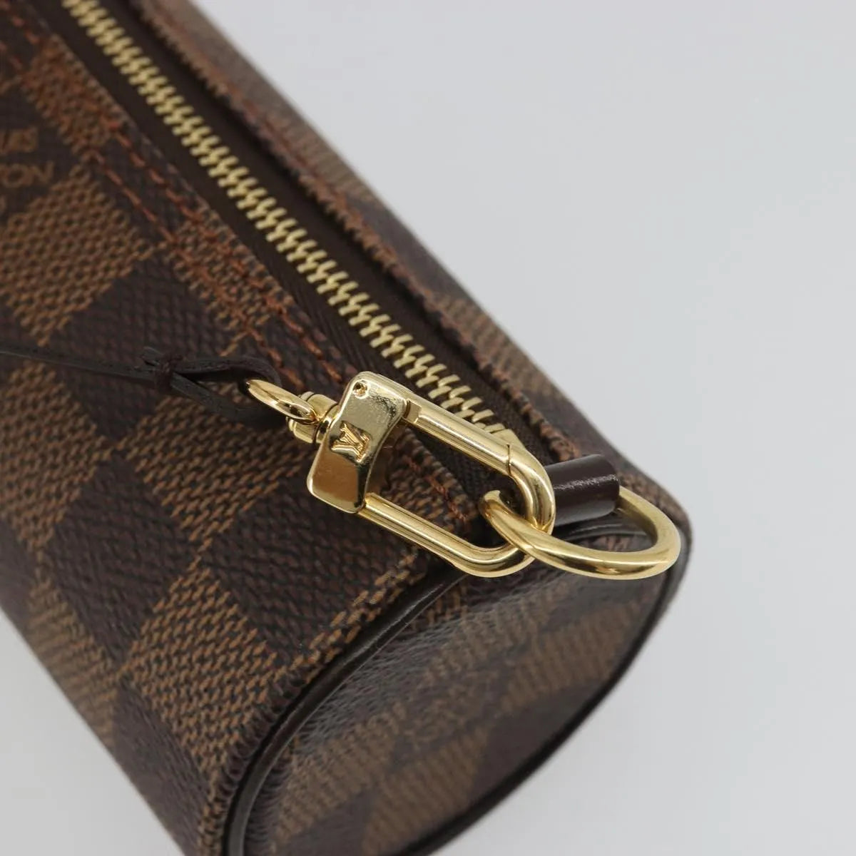 Louis Vuitton Papillon Pochette Damier Ebene Brown Canvas Clutche & Pouche Bag (Pre-Owned)