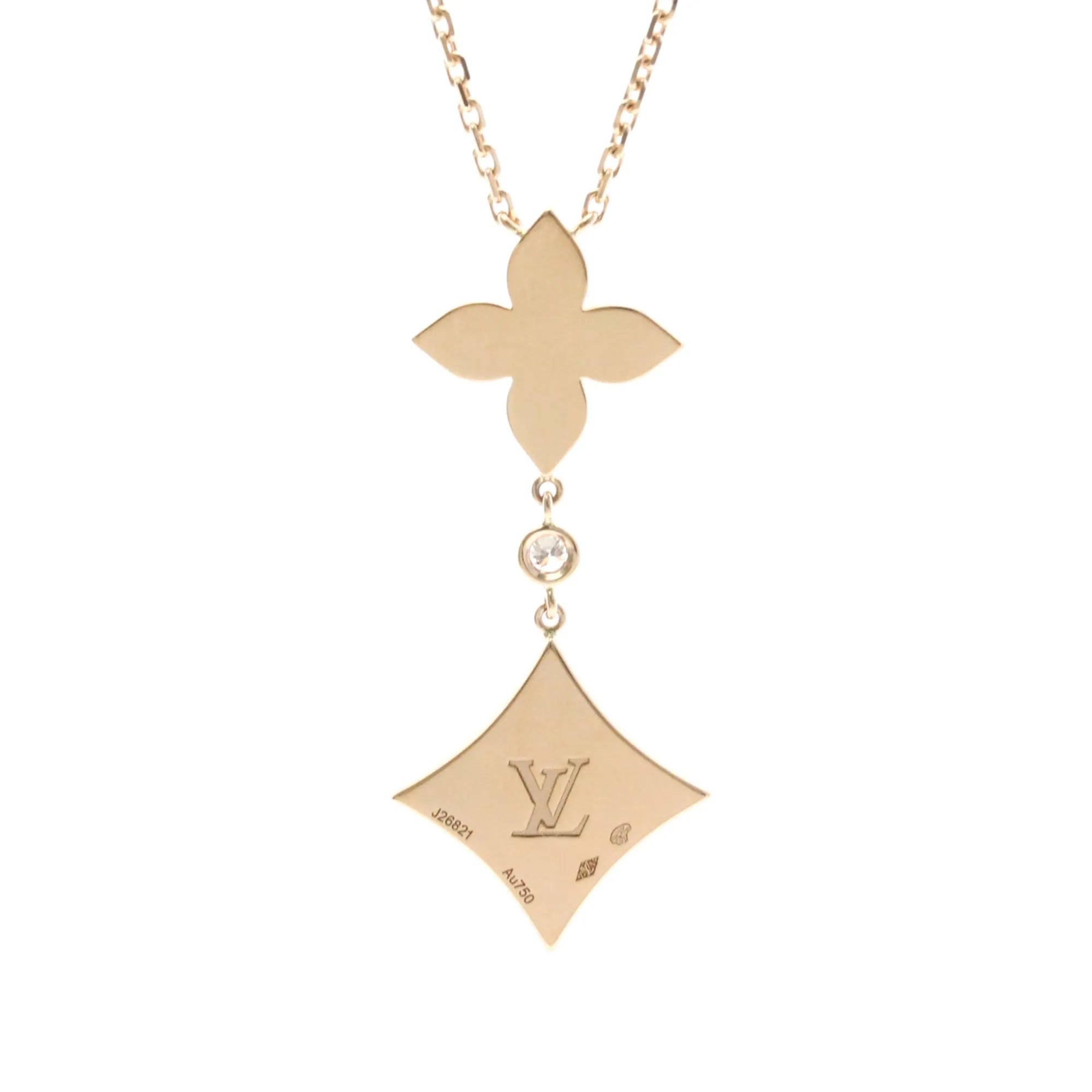 Louis Vuitton Color Blossom Lariat 18K Rose Gold With Mother Of Pearl And Diamond Gold Pink_Gold Necklace Jewelry (Pre-Owned)