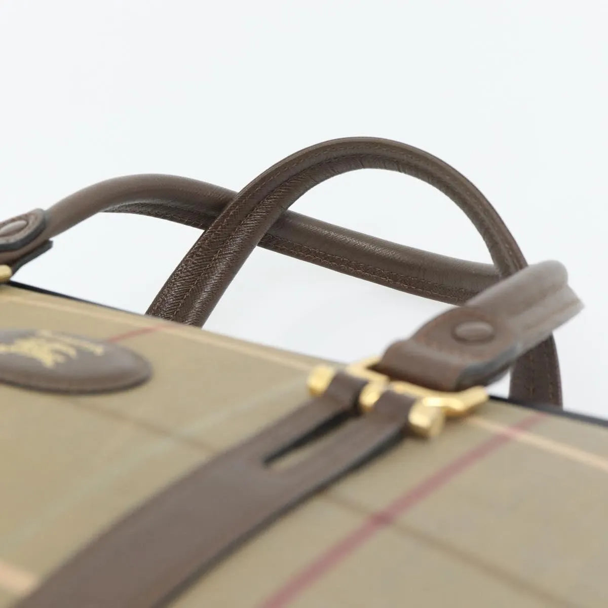 Burberry Nova Check Boston Canvas Beige Canvas Handbag (Pre-Owned)