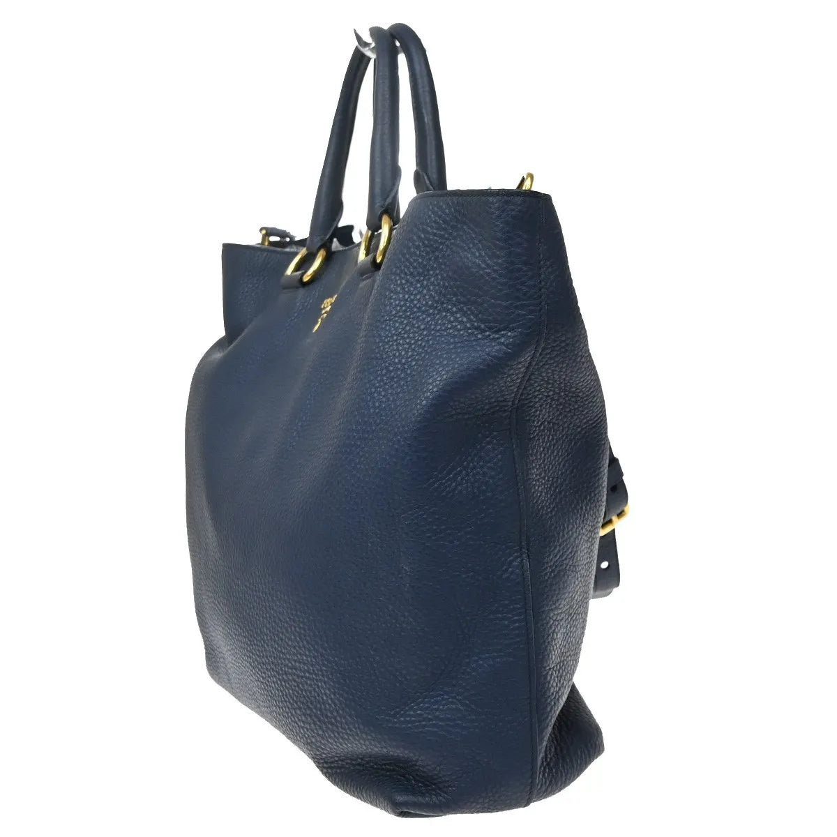 Prada Convertible Shopper Tote Vitello Daino Navy Leather Tote Bag Bag (Pre-Owned)