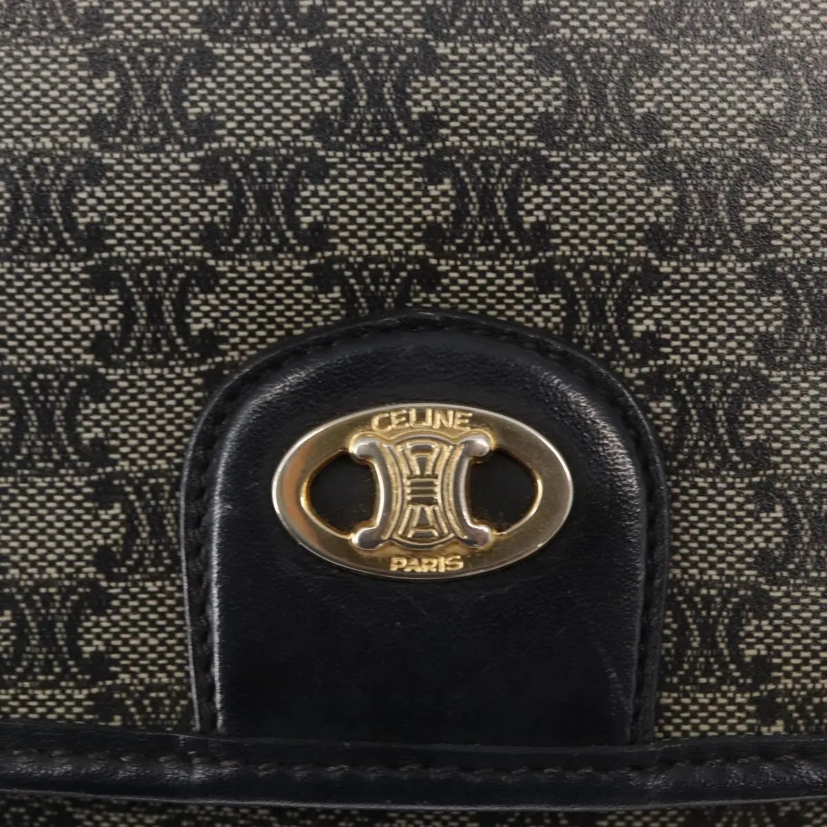 Celine Vintage Macadam Canvas And Leather Black Canvas Shoulder Bag Bag (Pre-Owned)