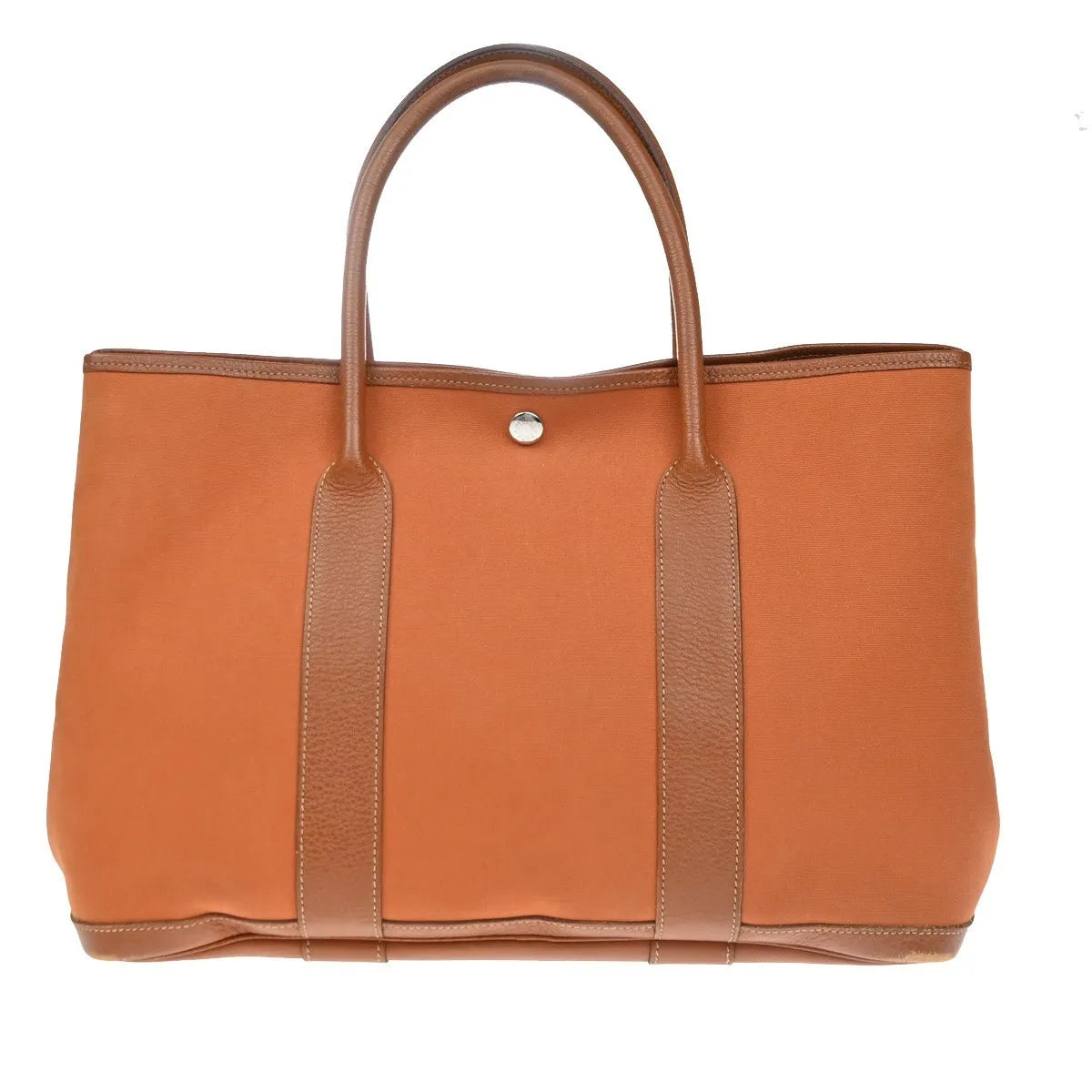 Hermes Garden Party Toile And Leather Orange Canvas Handbag (Pre-Owned)