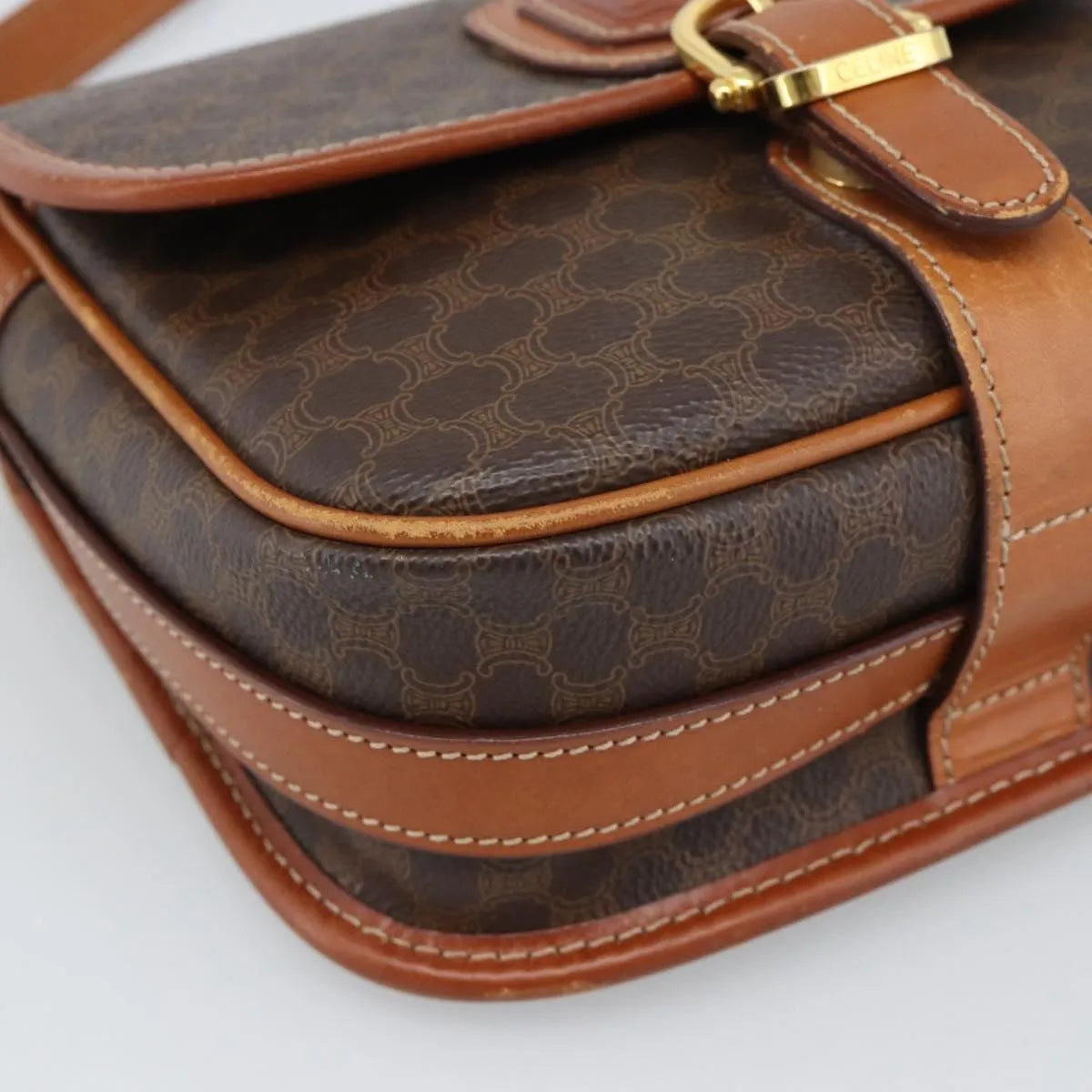 Celine Vintage Macadam Canvas Brown Canvas Shoulder Bag Bag (Pre-Owned)