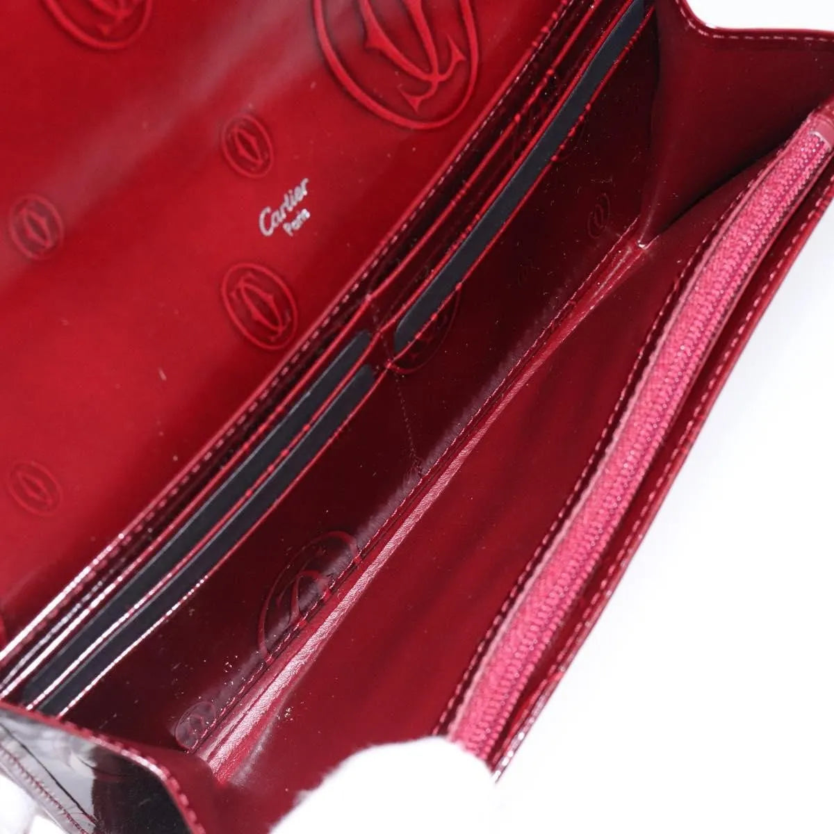 Cartier Happy Birthday Long Patent Leather Burgundy Patent_Leather Wallets Accessory (Pre-Owned)