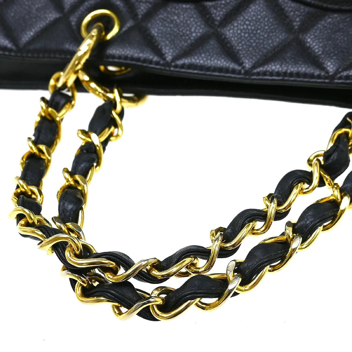 Chanel Vintage Grand Shopping Tote Quilted Caviar Black Leather Tote Bag Bag (Pre-Owned)