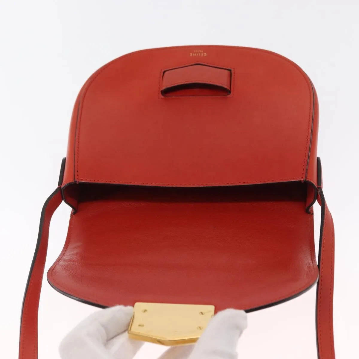 Celine Trotteur Messenger Calfskin Orange Leather Shoulder Bag Bag (Pre-Owned)