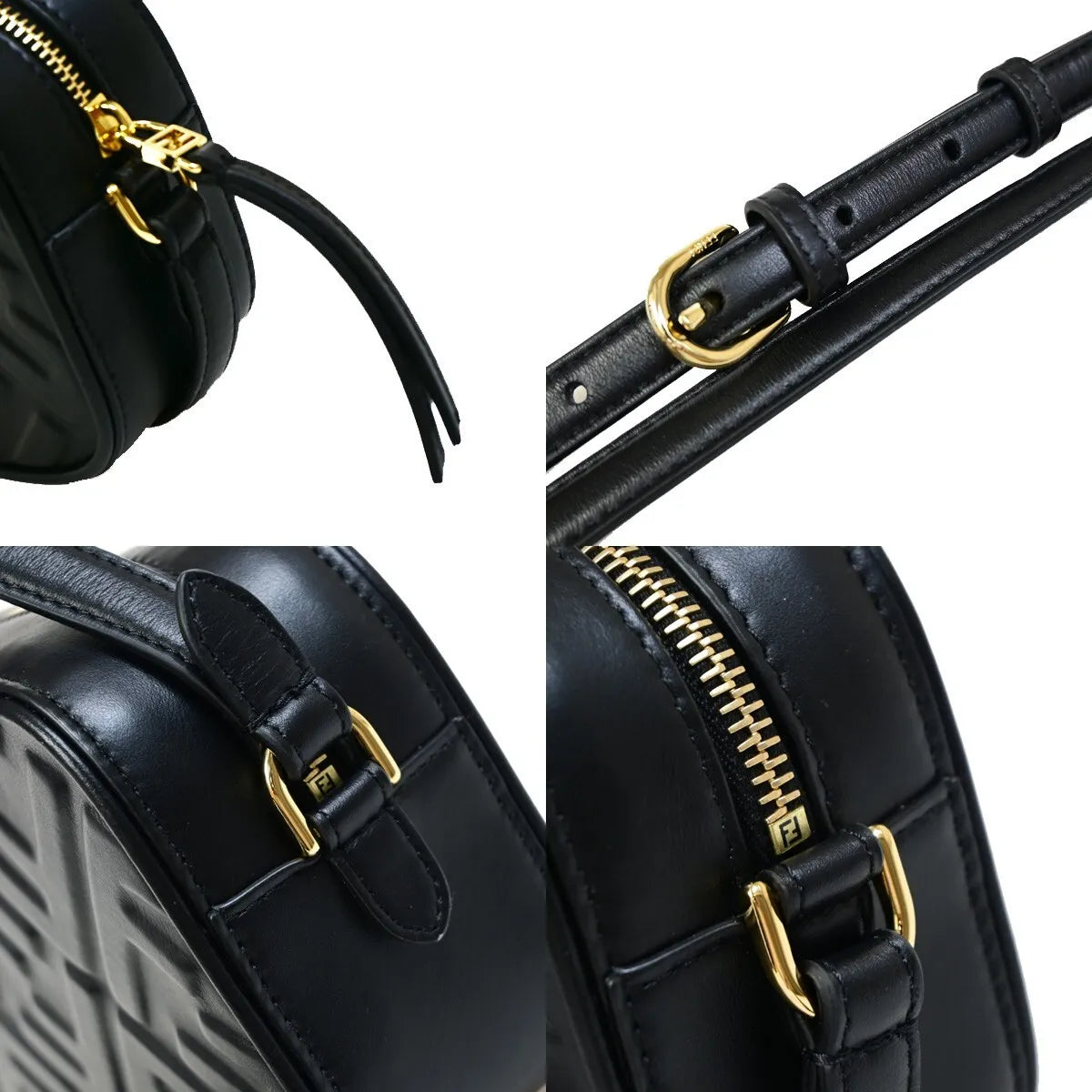 Fendi Camera Zucca Embossed Leather Black Leather Handbag (Pre-Owned)