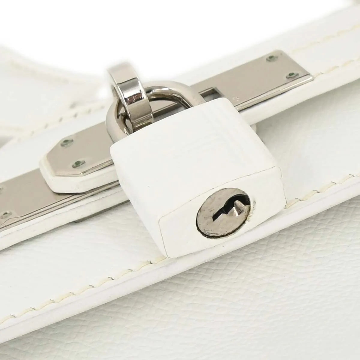 Hermes Kelly Handbag White Epsom With Palladium Hardware White Leather Handbag (Pre-Owned)