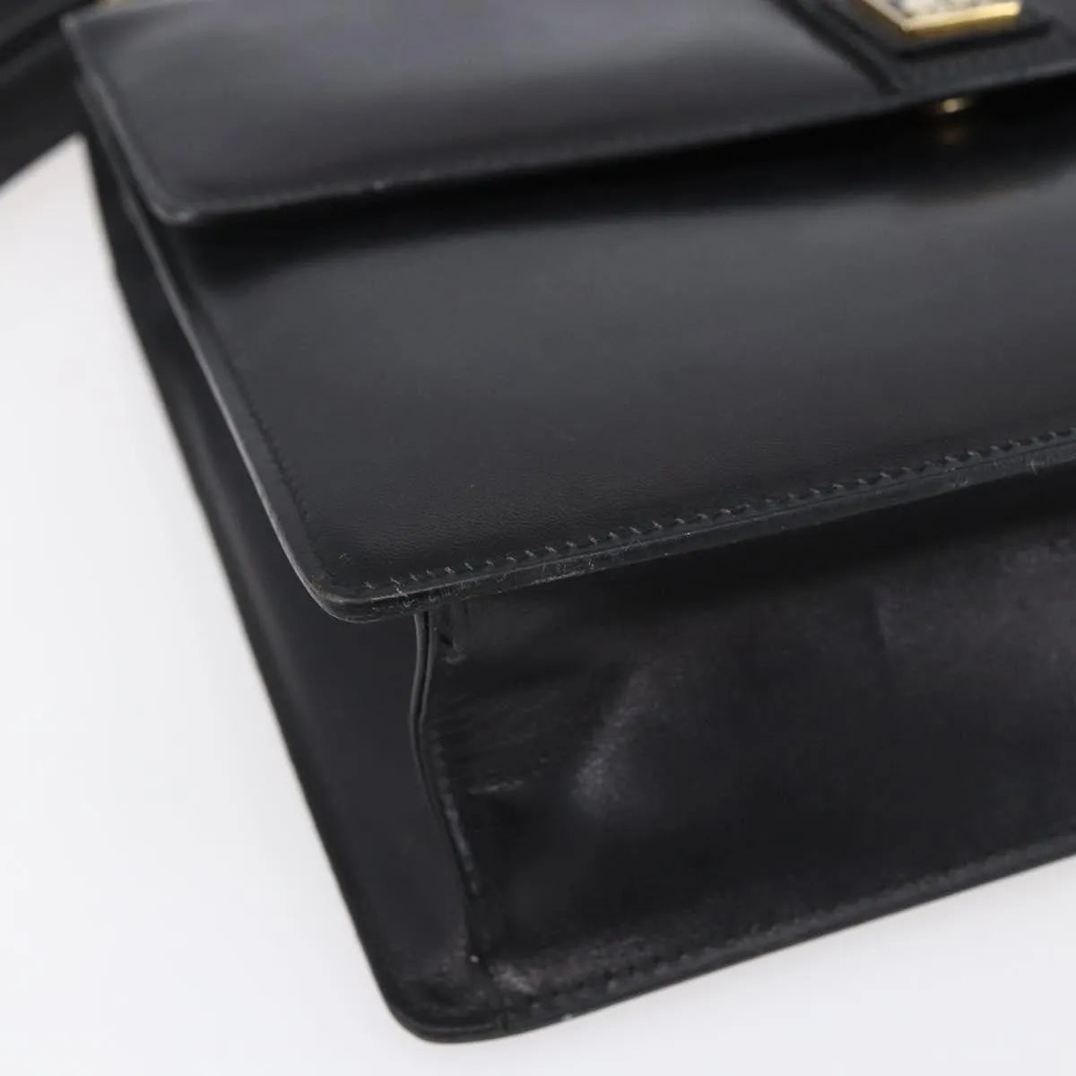 Burberry Nova Check Shoulder Bag Leather Black Leather Shoulder Bag Bag (Pre-Owned)