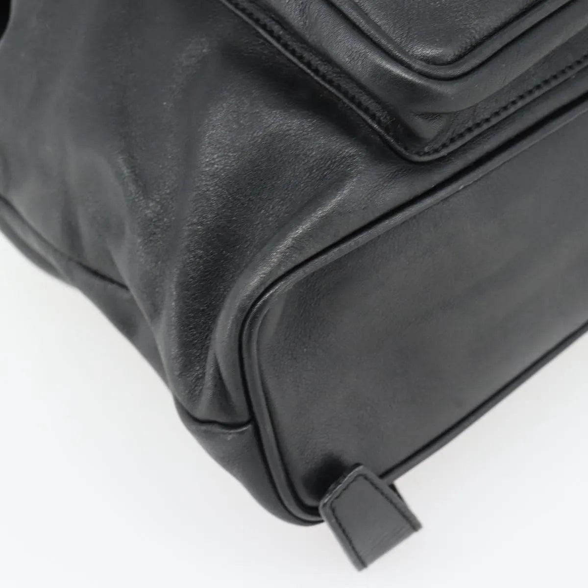 Gucci Vintage Bamboo Leather Black Leather Backpack Bag (Pre-Owned)