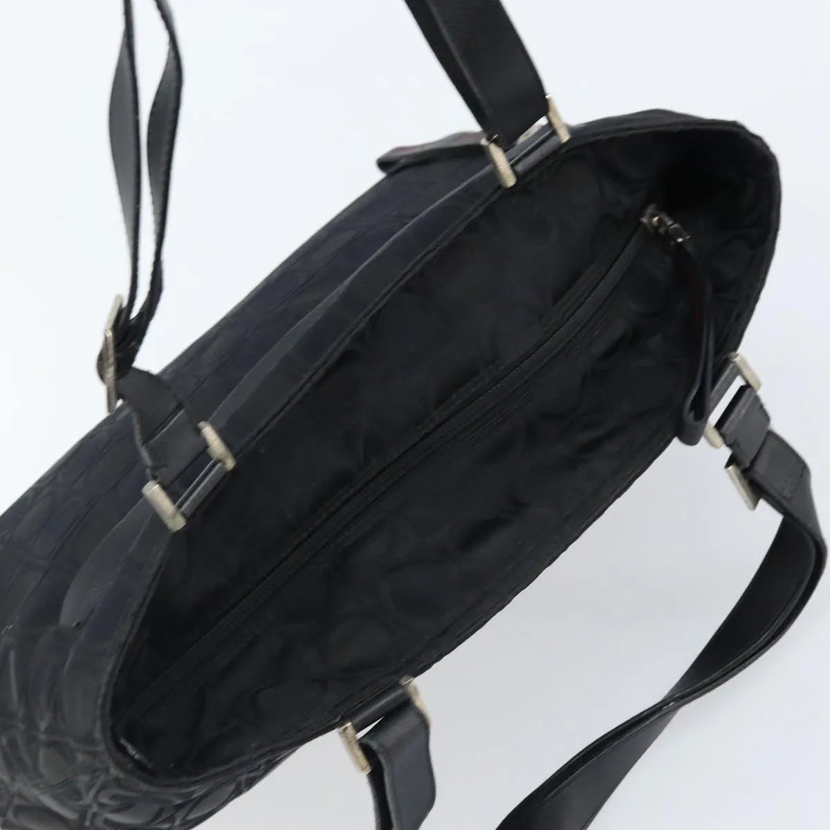Salvatore Ferragamo Gancini Tote Gancini Canvas Black Nylon Tote Bag Bag (Pre-Owned)