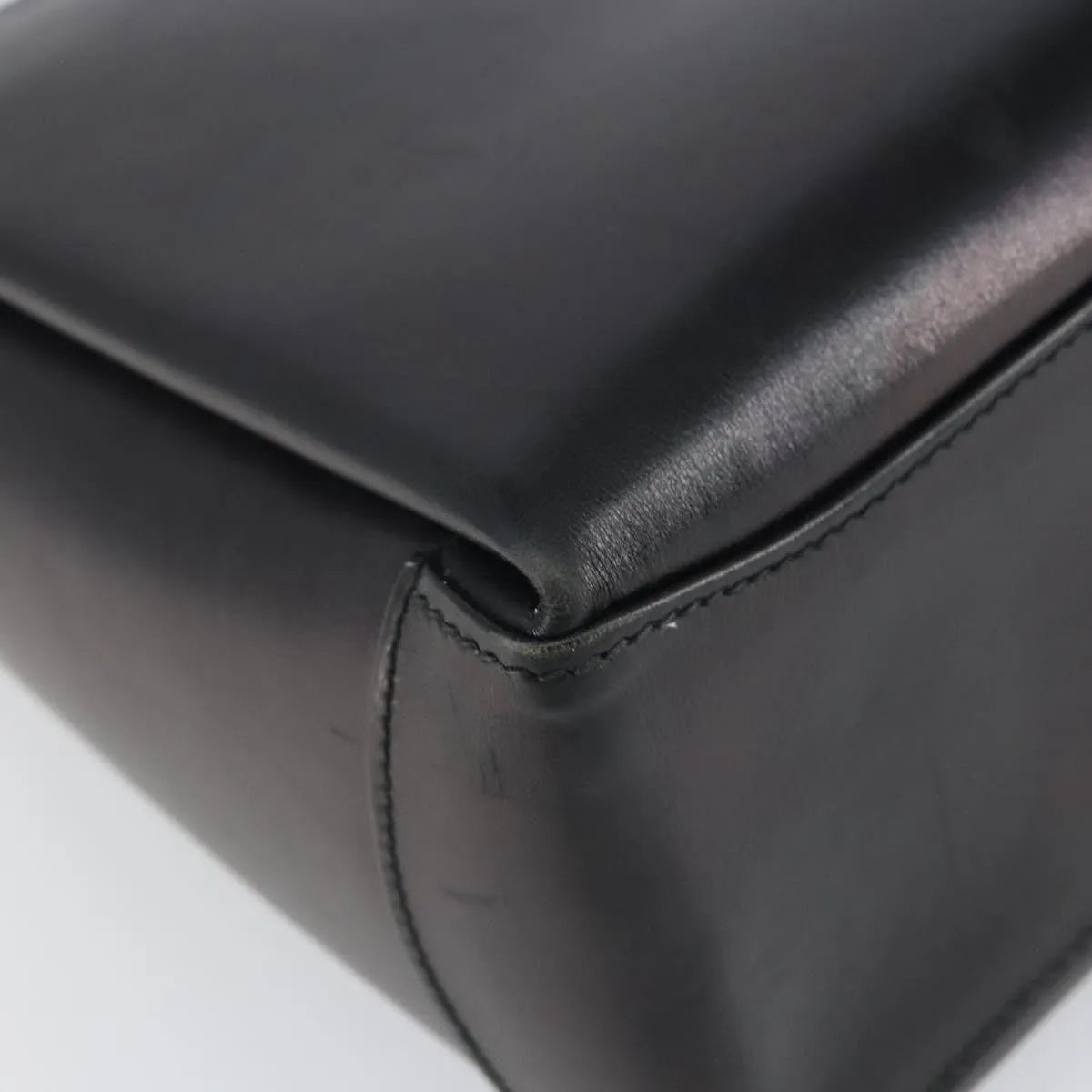 Gucci Vintage Convertible Box Leather Black Leather Handbag (Pre-Owned)