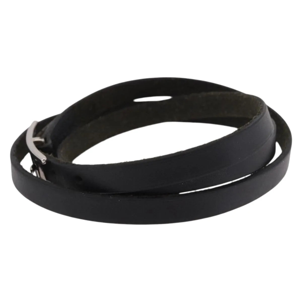 Hermes Hapi 3 Leather With Metal Black Leather Bracelet Jewelry (Pre-Owned)