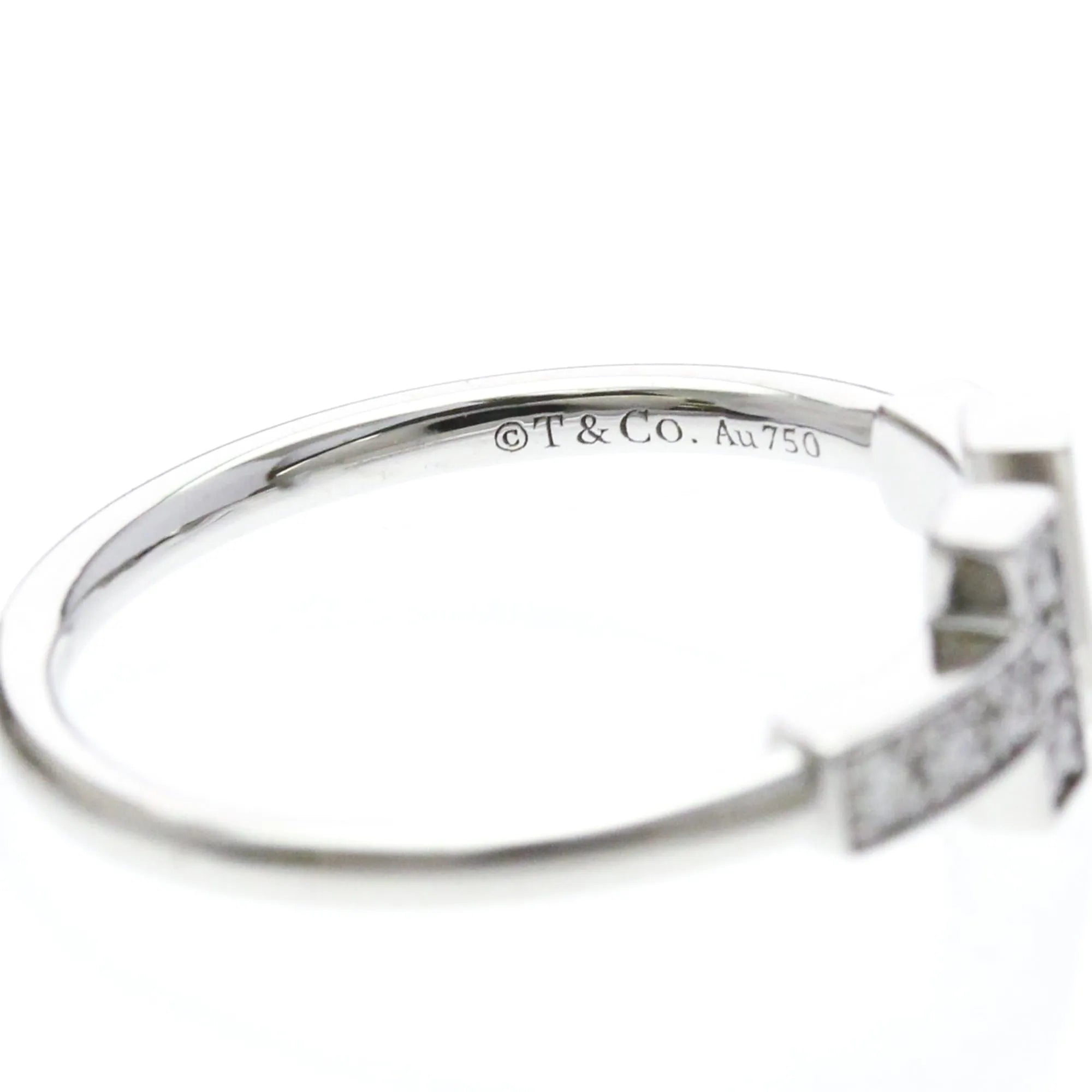 Tiffany & Co. T Wire 18K White Gold With Diamonds Silver White_Gold Ring Jewelry (Pre-Owned)