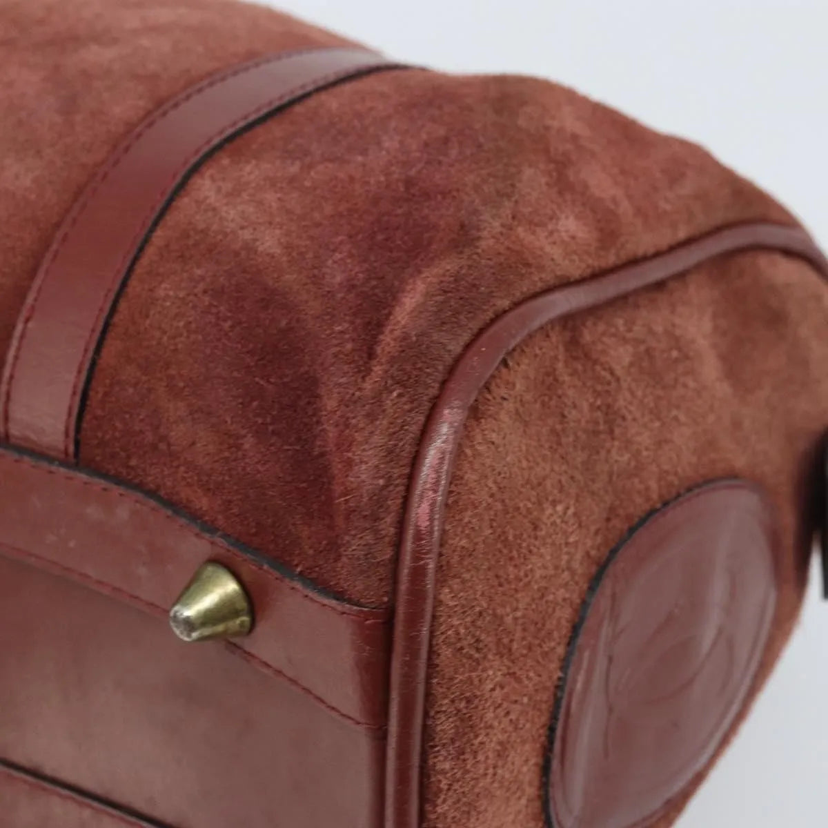 Cartier Must De Cartier Suede Burgundy Suede Handbag (Pre-Owned)