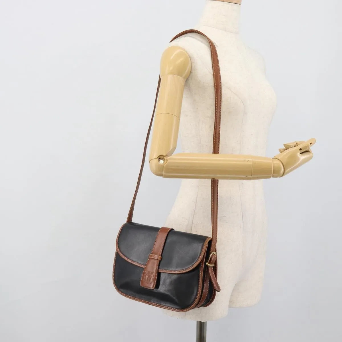 Celine Flap Shoulder Leather Black Leather Shoulder Bag Bag (Pre-Owned)