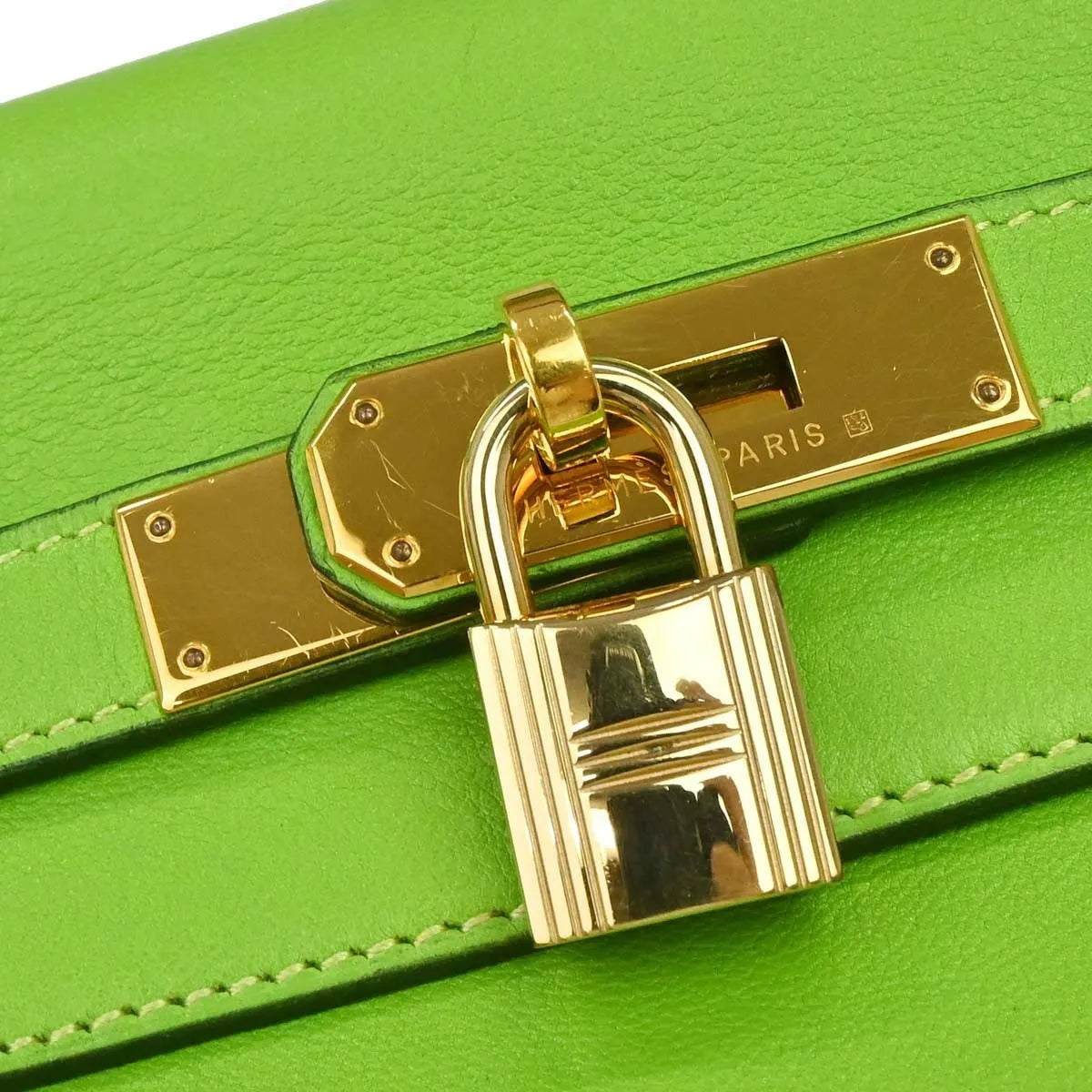 Hermes Kelly Sellier Gullliver Green Calfskin Handbag (Pre-Owned)