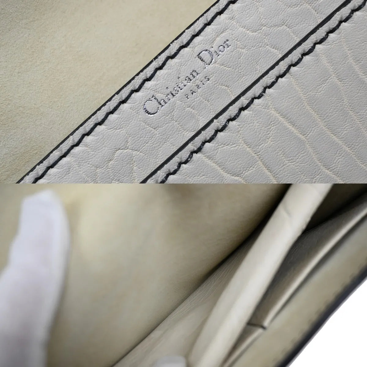 Christian Dior J'adior Flap Canyon Grained Lambskin With Mosaic Detail White Leather Shoulder Bag Bag (Pre-Owned)