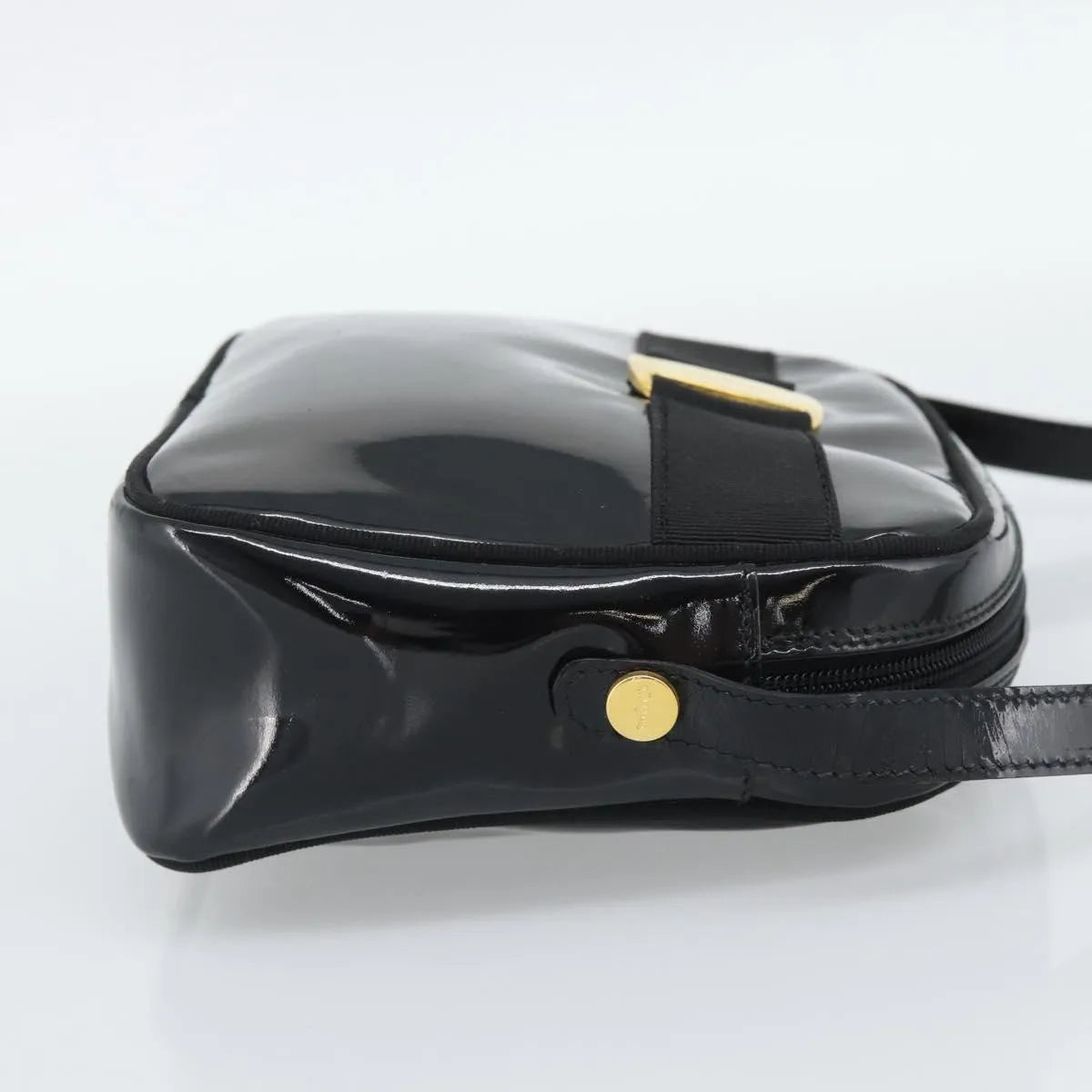 Salvatore Ferragamo Vala Patent Leather Black Patent_Leather Shoulder Bag Bag (Pre-Owned)