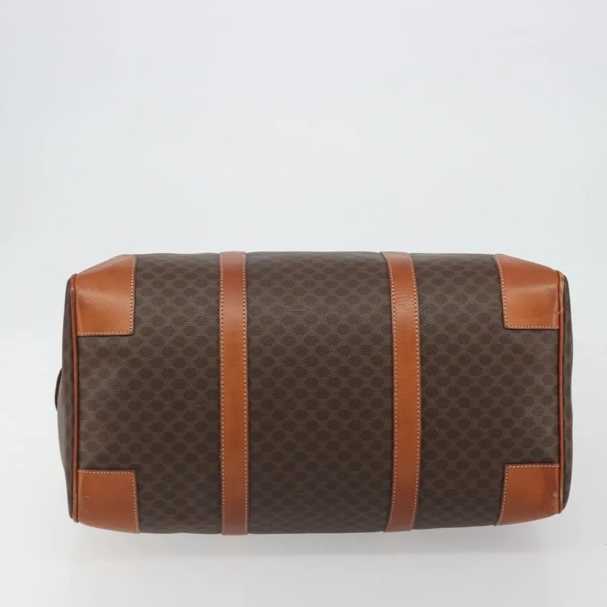 Celine Vintage Duffle Canvas And Leather Brown Canvas Travel Bag Bag (Pre-Owned)