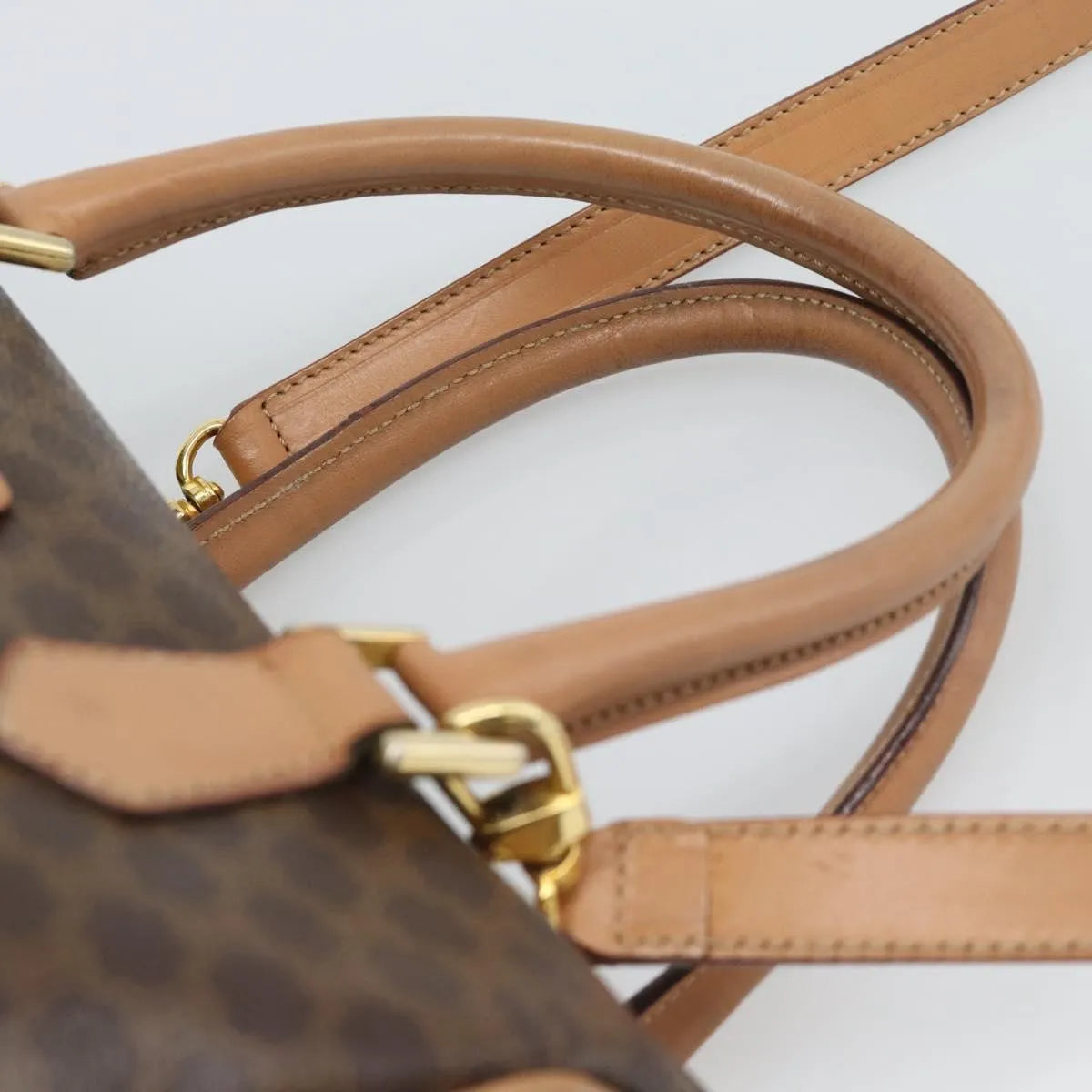 Celine Vintage Macadam Boston Canvas And Leather Brown Pvc Handbag (Pre-Owned)