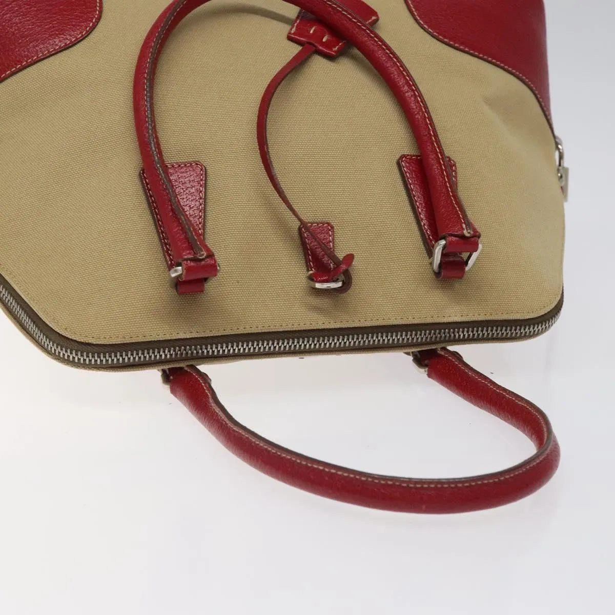 Prada Promenade Tote Canvas And Leather Beige Canvas Shoulder Bag Bag (Pre-Owned)