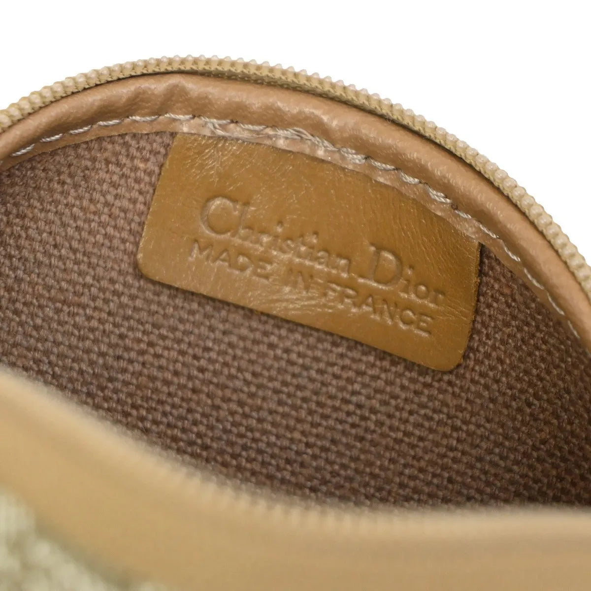 Christian Dior Honeycomb Zip Coin Purse Canvas And Leather Beige Canvas Wallets Accessory (Pre-Owned)