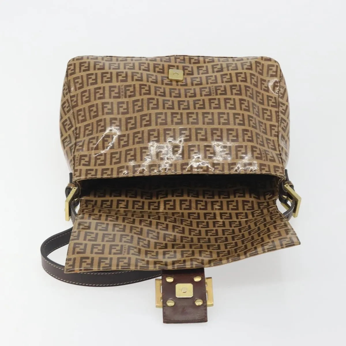 Fendi Forever Big Mama Patent Beige Patent_Leather Shoulder Bag Bag (Pre-Owned)