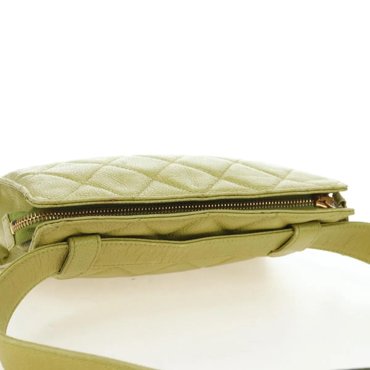Chanel Vintage Zip Belt Quilted Caviar Yellow Leather Shoulder Bag Bag (Pre-Owned)