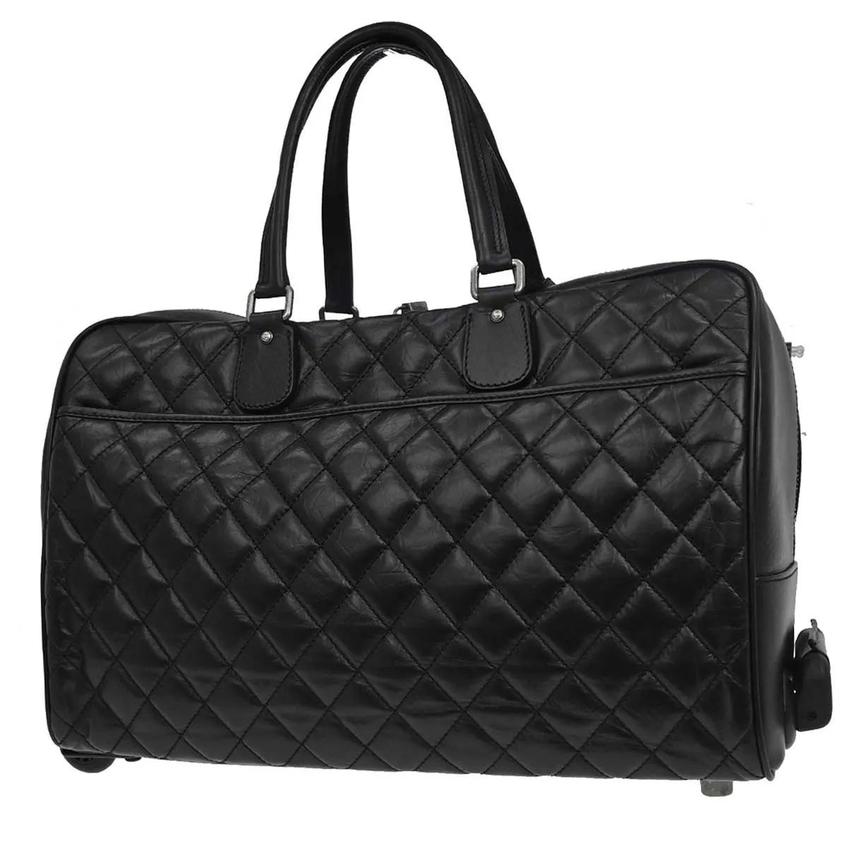 Chanel Chanel Paris New York Line Carry-On Bag Calfskin Black Calfskin Travel Bag Bag (Pre-Owned)
