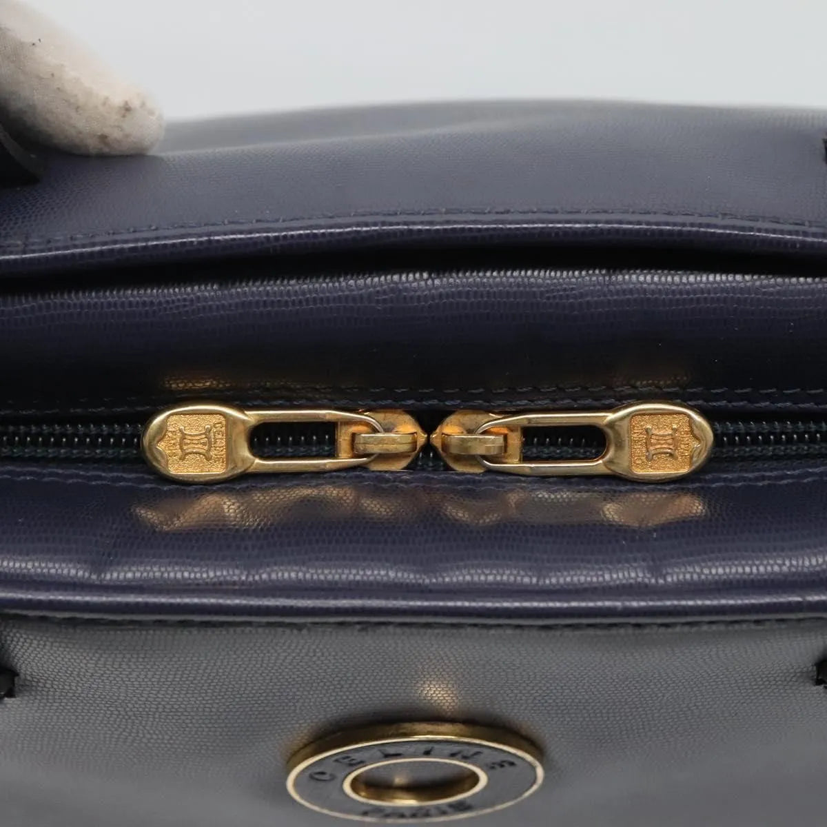 Celine Circle Logo Leather Blue Leather Handbag (Pre-Owned)